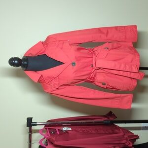 ELLEN TRACY, size XS, shorter trench water repellent jacket, red/orange color